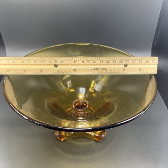 Viking Epic Arching Foot West Virginia Glass Amber Tall Glass Dish Bowl Vintage - Picture 4 of 13